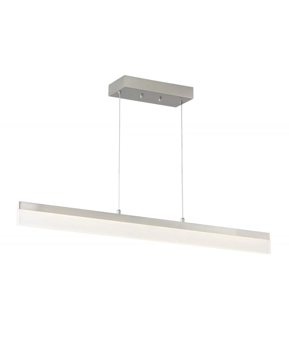 36"W 1-Light Linear Bar Ribbon LED Kitchen Island Light Fixture Brushed Nickel Finish Acrylic Shade