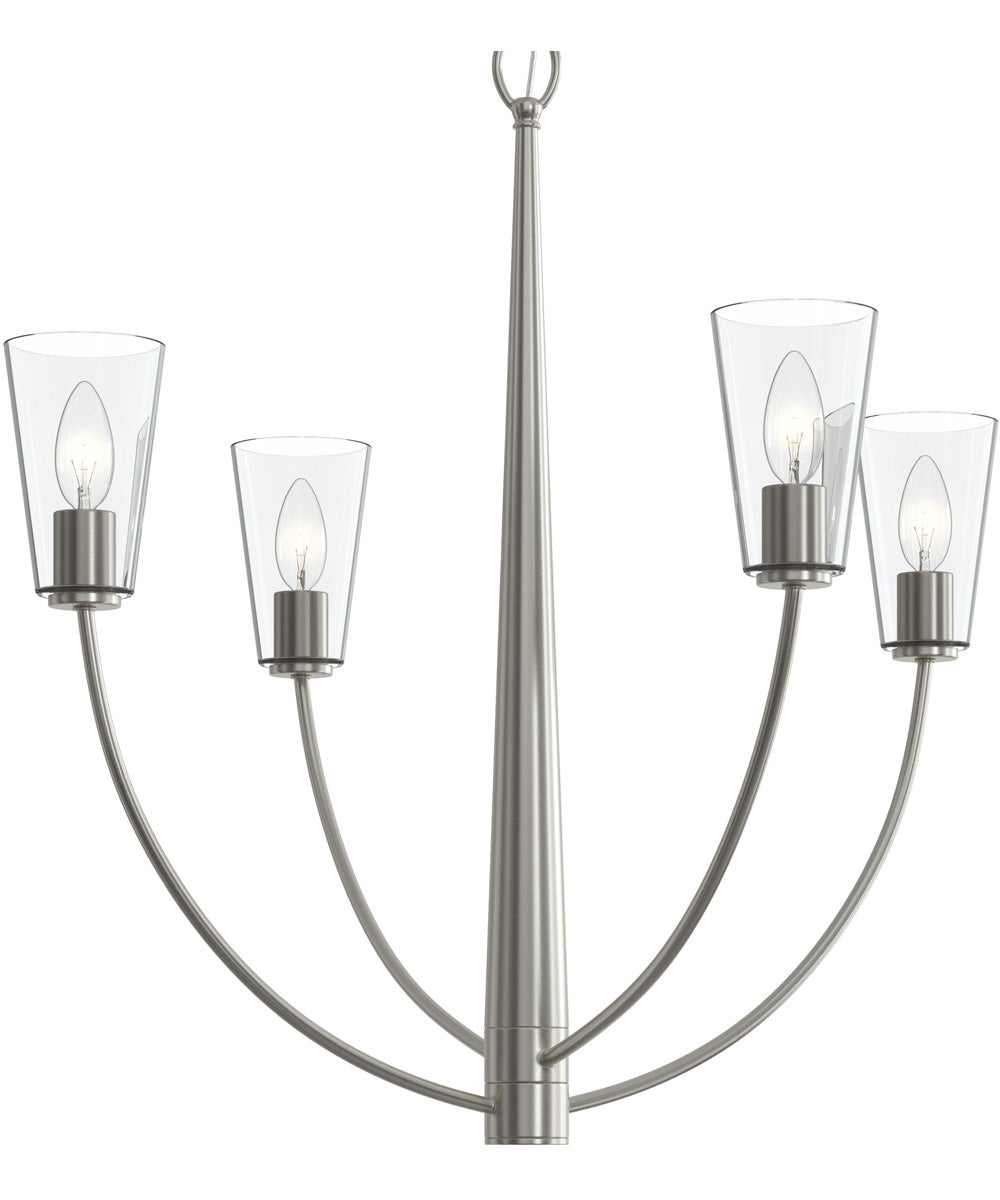 Jheni 4-Light Chandelier with Clear Glass Shades Brushed Nickel
