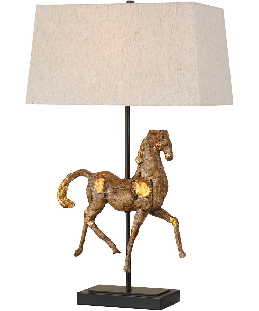 Table Lamp with Black Base and Aged Brown with Gold Accents