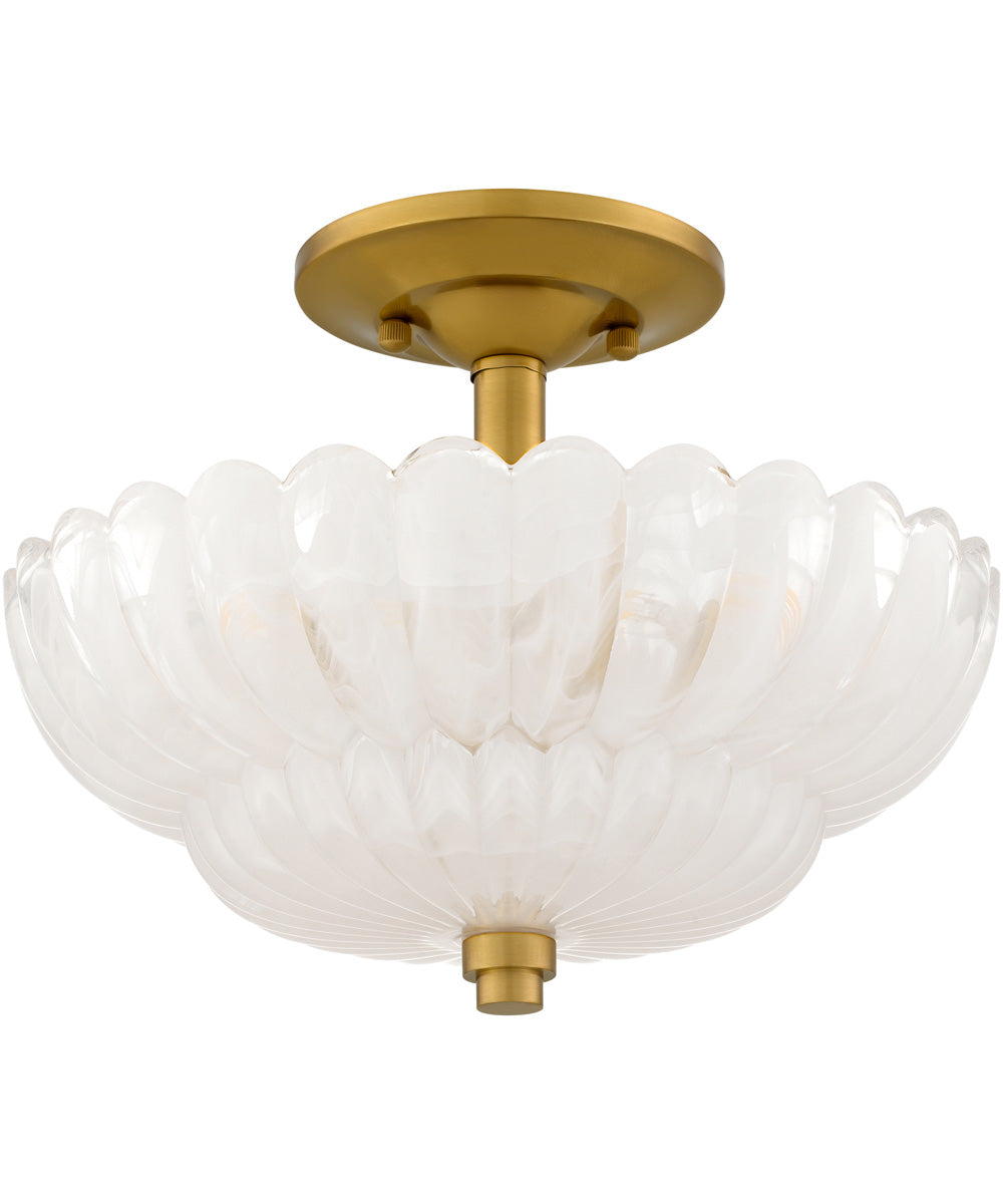 Whitecap 3-light Semi Flush Mount Brushed Gold