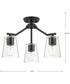 Vertex 3-Light Clear Glass Convertible Chandelier Matte Black