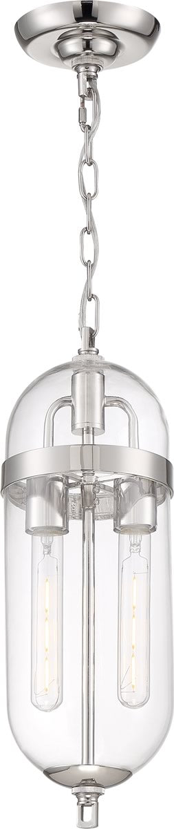 6"W Fathom 2-Light Pendant Polished Nickel / Clear