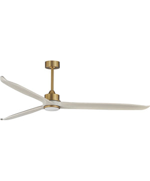 Woodwind 80 inch Solid Wood Blade Fan W LED Natural Aged Brass