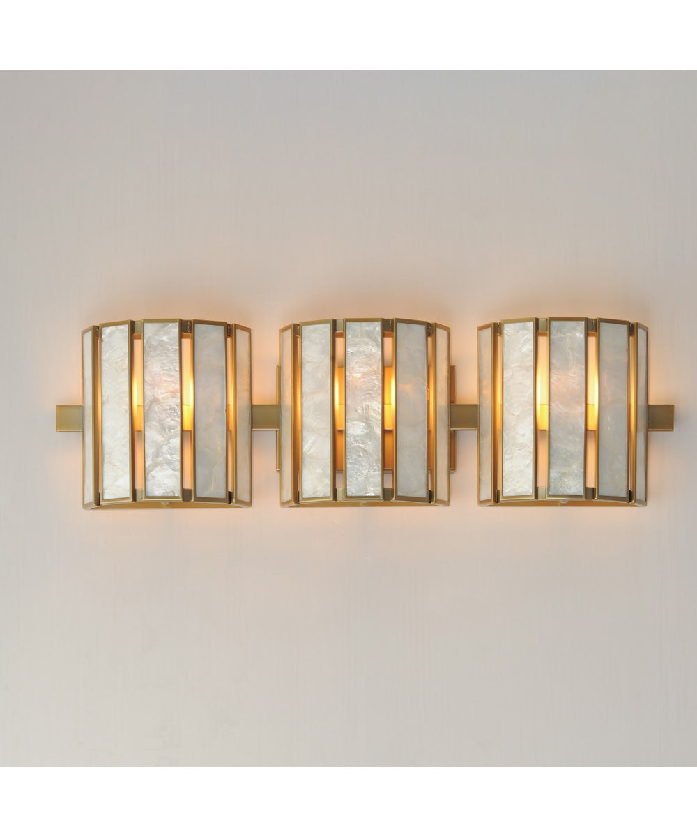 Miramar 3-Light Wall Sconce Capiz / Natural Aged Brass