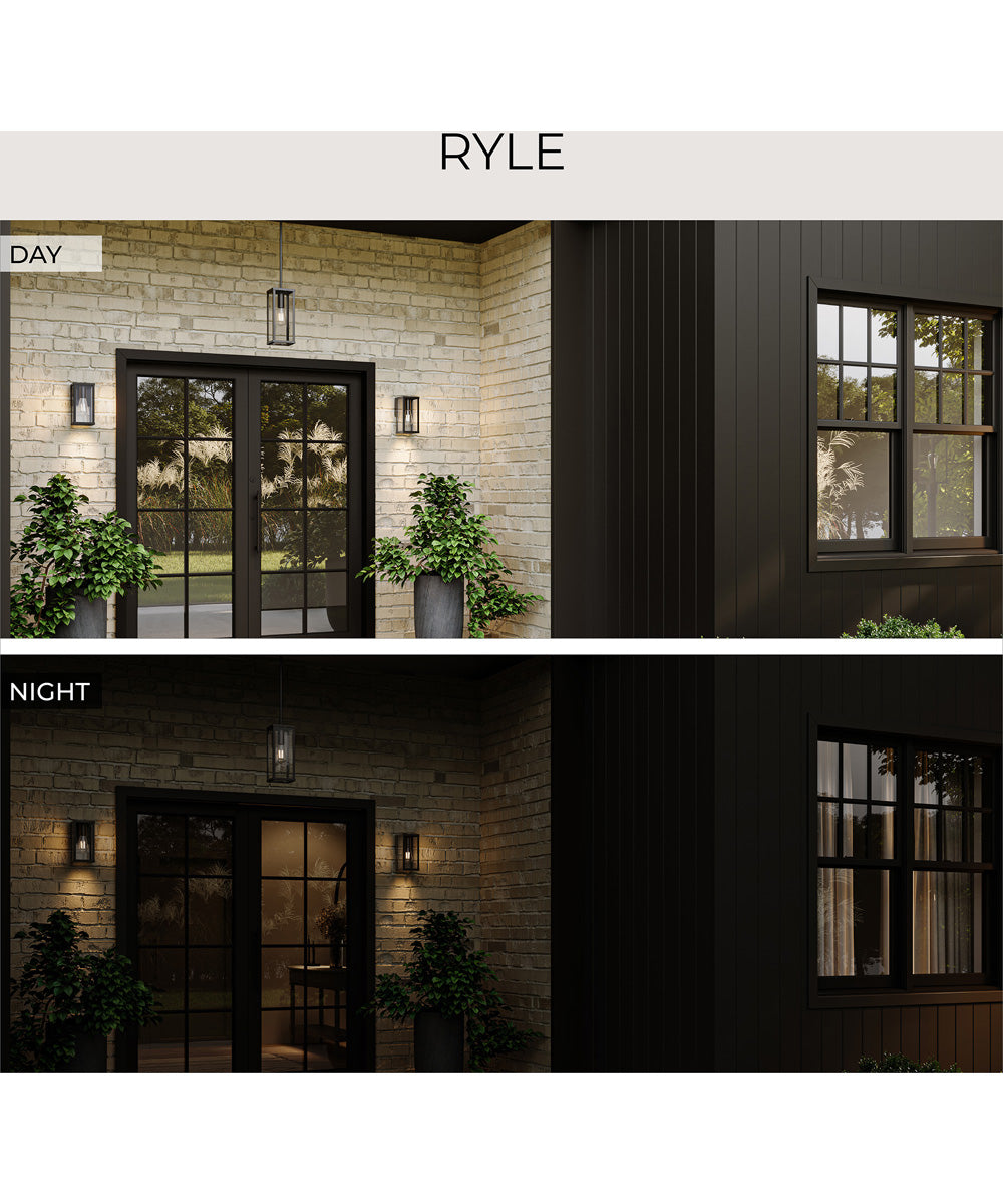 Ryle 1-Light Outdoor Pendant Light with Clear Glass Panels Antique Bronze