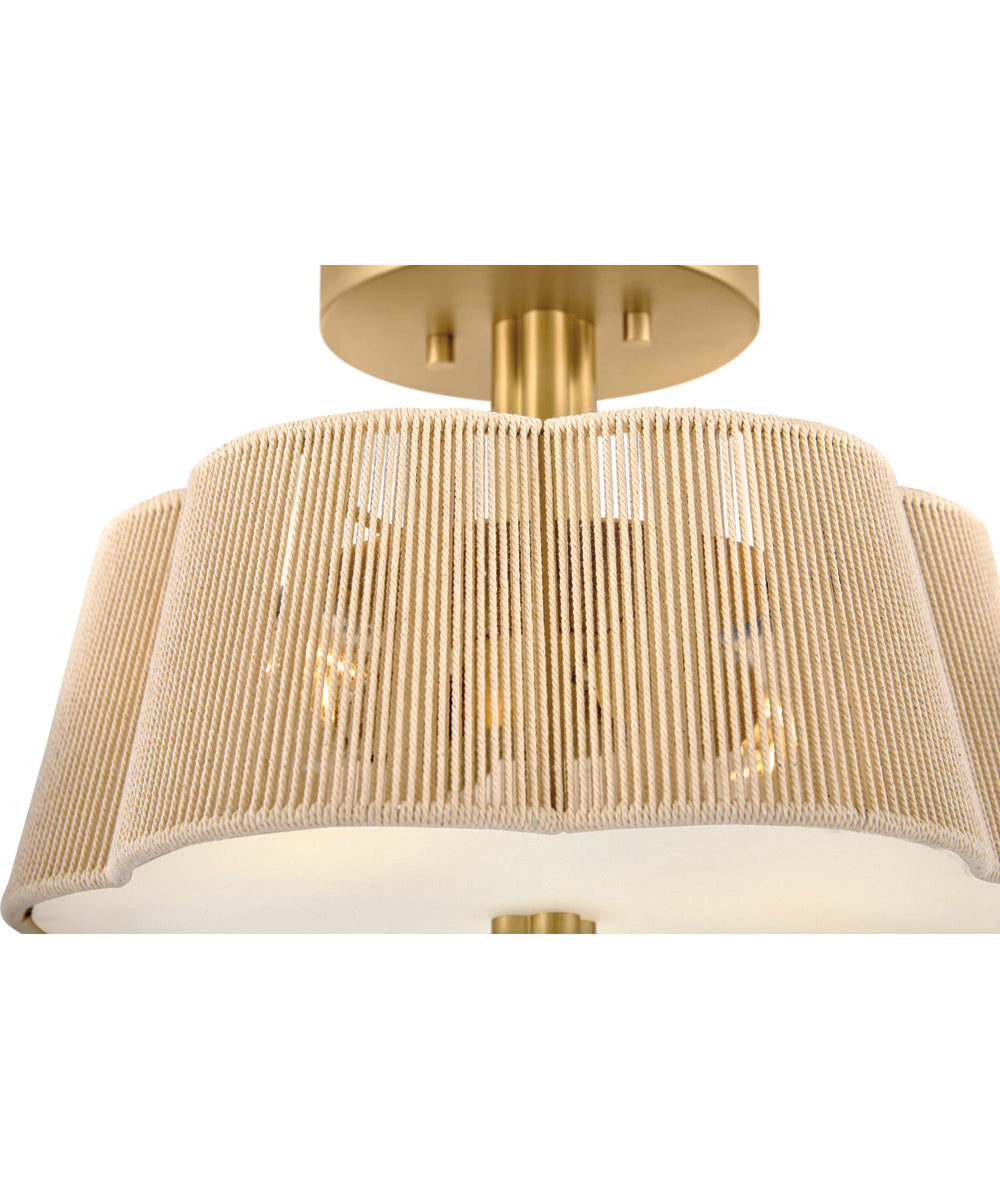 Sasha 2-Light Small Semi-Flush Mount in Lacquered Brass