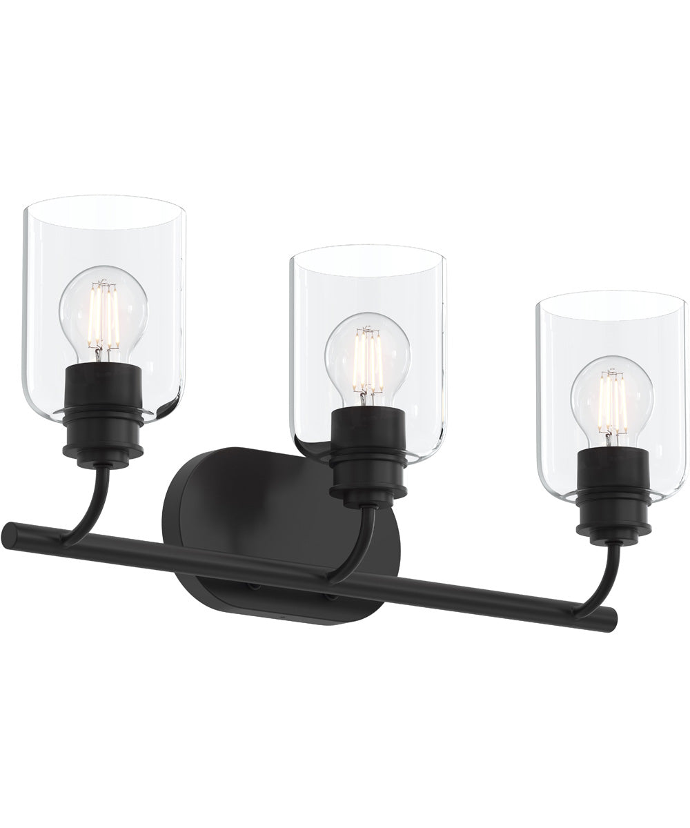 Reines 3-Light Bath Vanity with Clear Glass Shades Matte Black