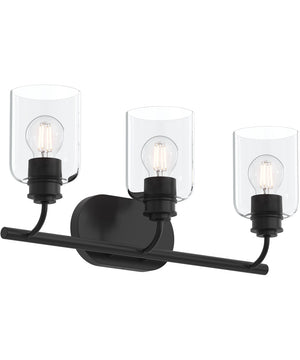 Reines 3-Light Bath Vanity with Clear Glass Shades Matte Black