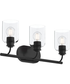 Reines 3-Light Bath Vanity with Clear Glass Shades Matte Black