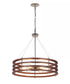 Catalina 24"W 6-Light Polished Nickel Drum Modern Pendant Mahogany Wood Finish Shade