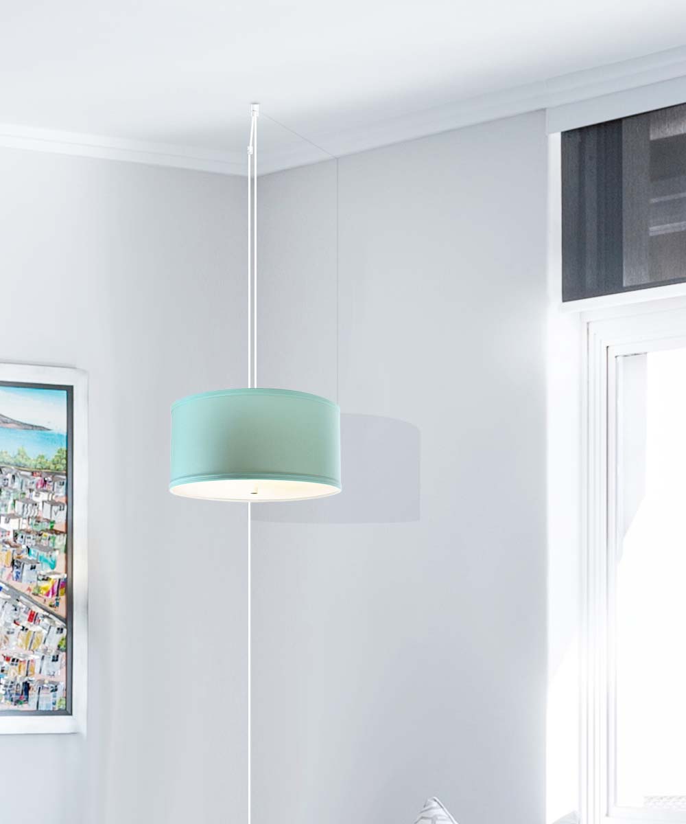 2 Light Swag Plug-In Pendant 14"w Island Paradise Blue with Diffuser, White Cord