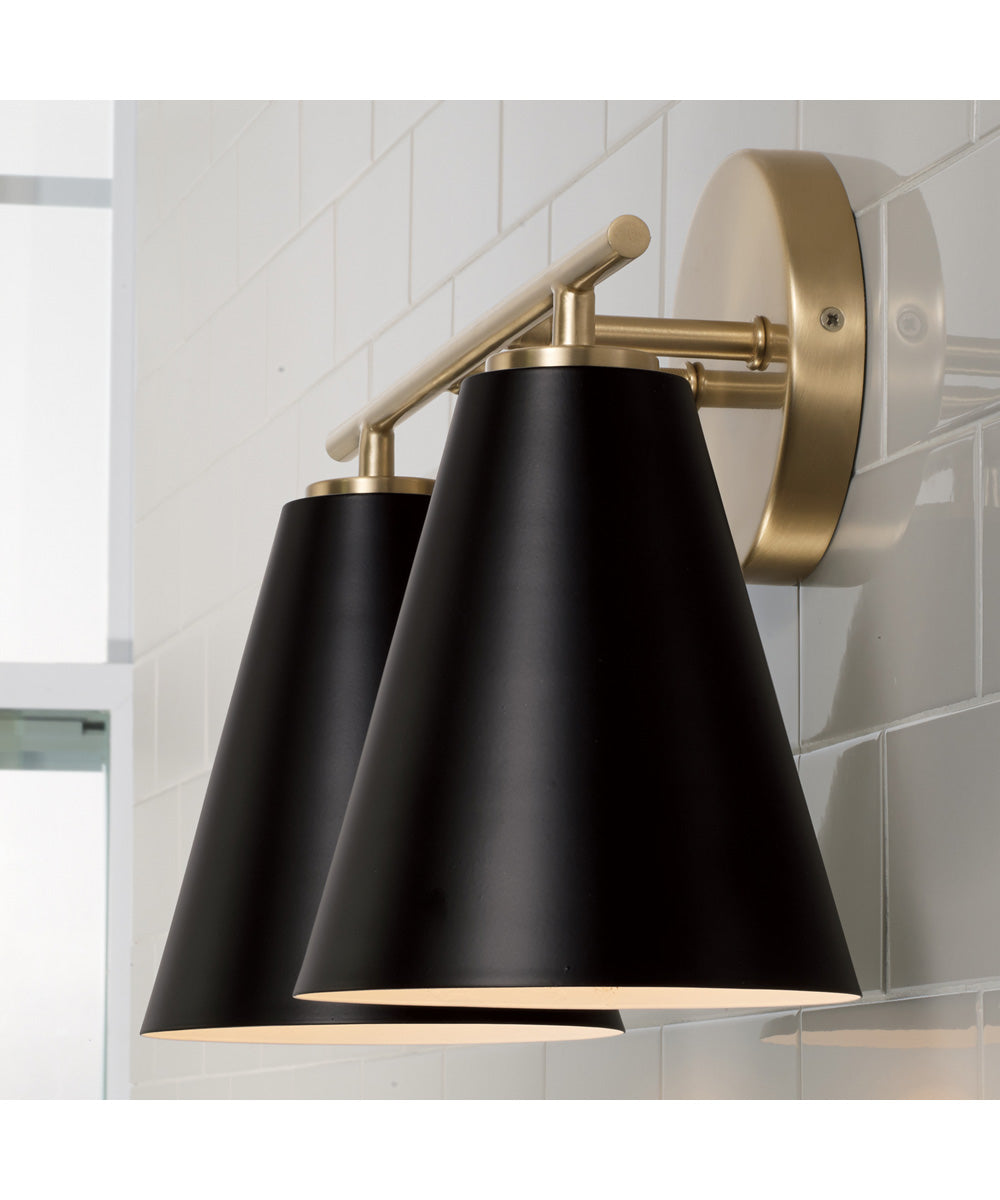 Charlie 2-Light Vanity Matte Brass and Black