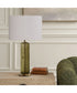 Table Lamp with Transparent Olive Green Glsas and Brass Plated Accents
