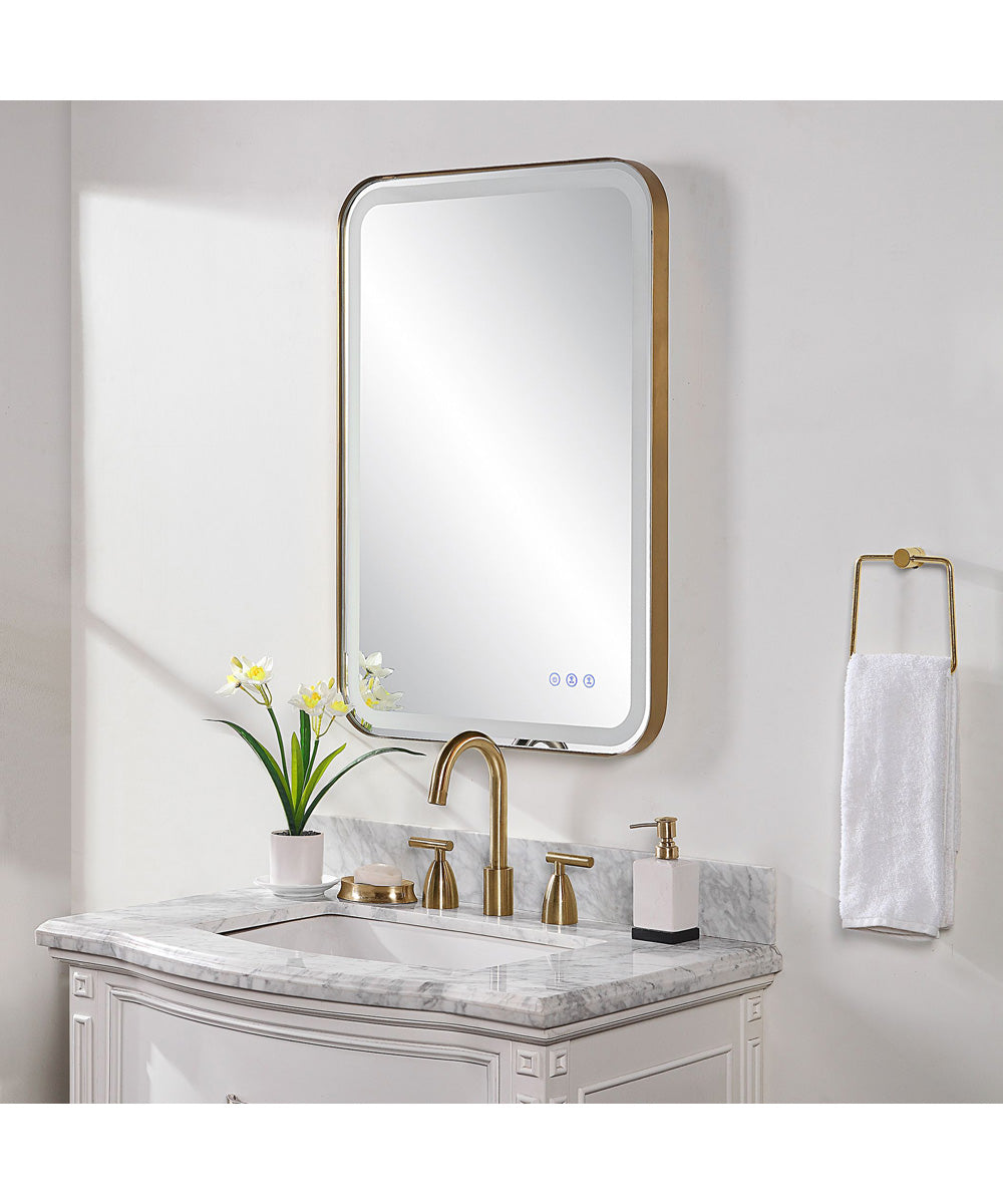 Crofton Lighted Brass Vanity Mirror