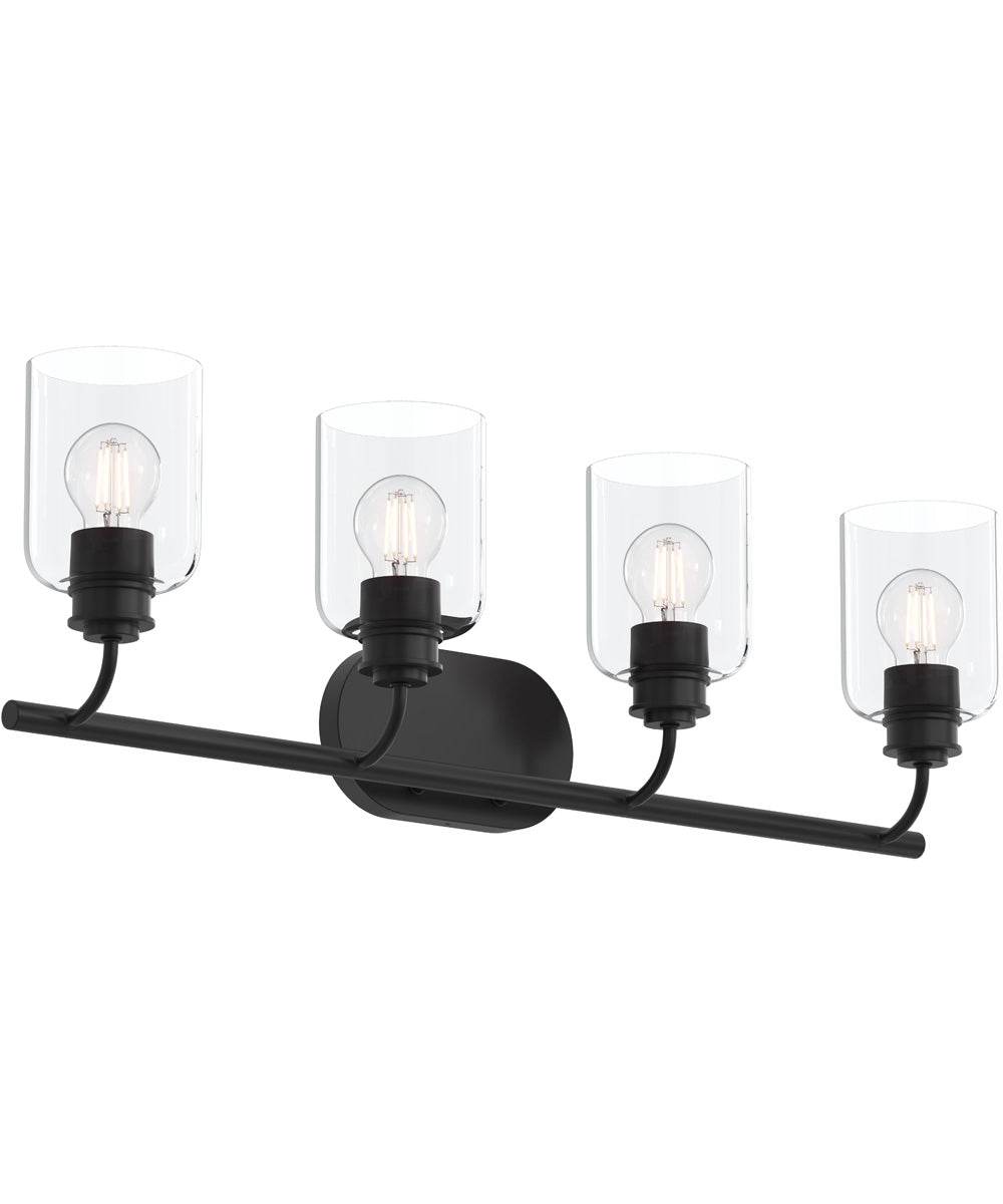 Reines 4-Light Bath Vanity with Clear Glass Shades Matte Black