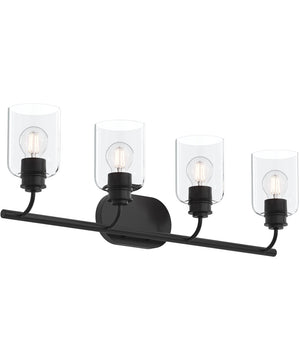 Reines 4-Light Bath Vanity with Clear Glass Shades Matte Black