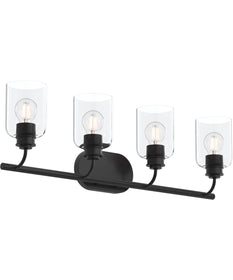 Reines 4-Light Bath Vanity with Clear Glass Shades Matte Black
