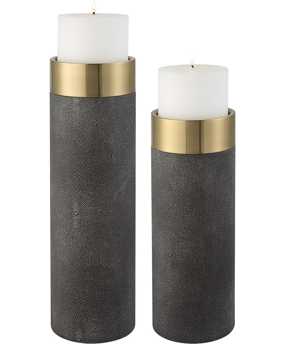 Wessex Gray Candleholders, Set of 2