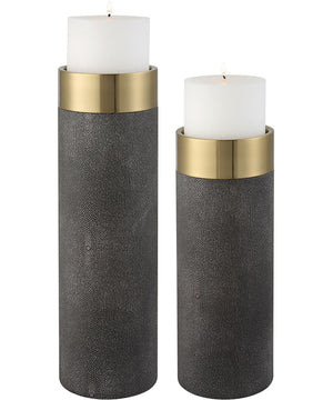 Wessex Gray Candleholders, Set of 2
