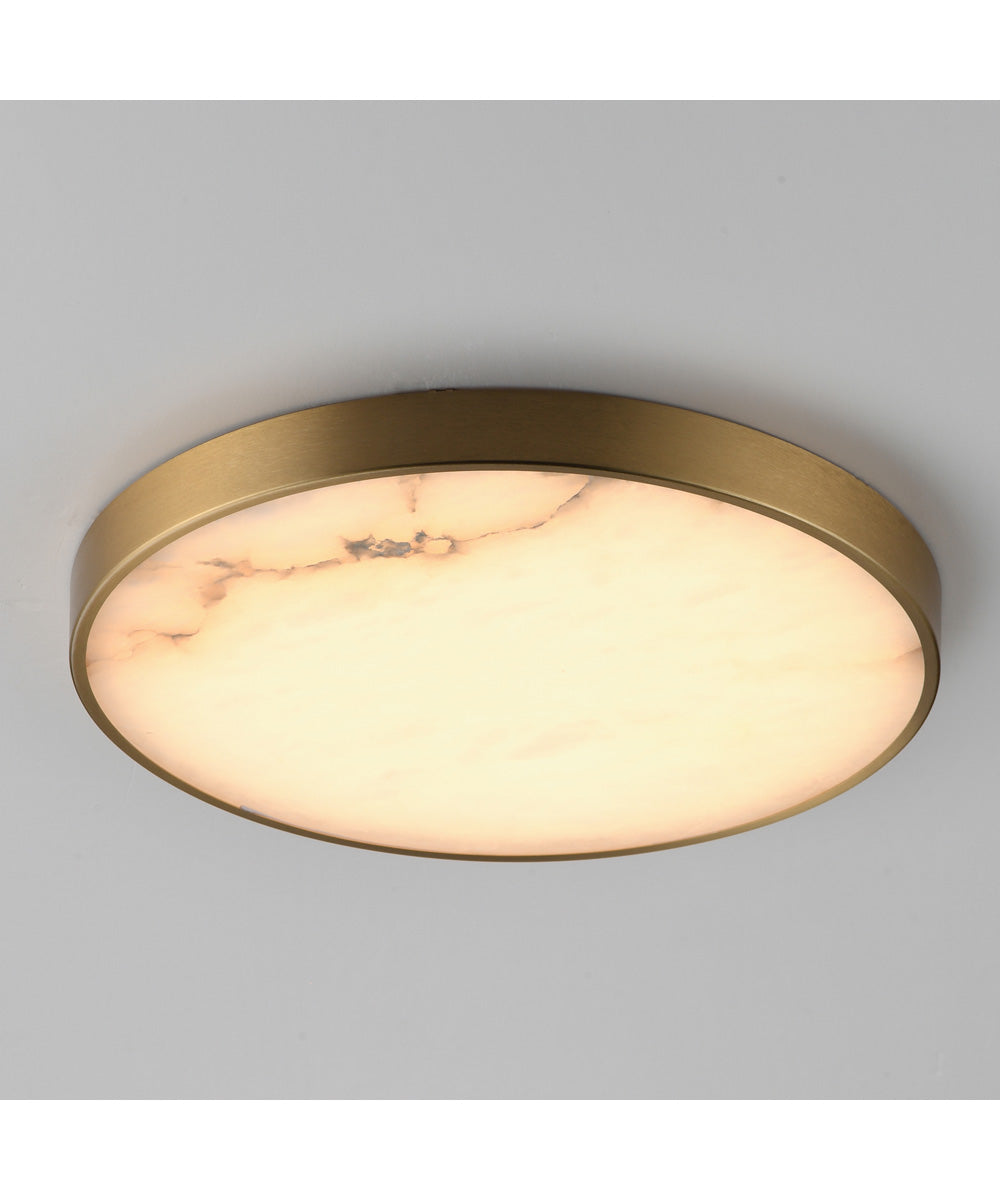 Slab 12 inch LED Alabaster Flush Mount Natural Aged Brass