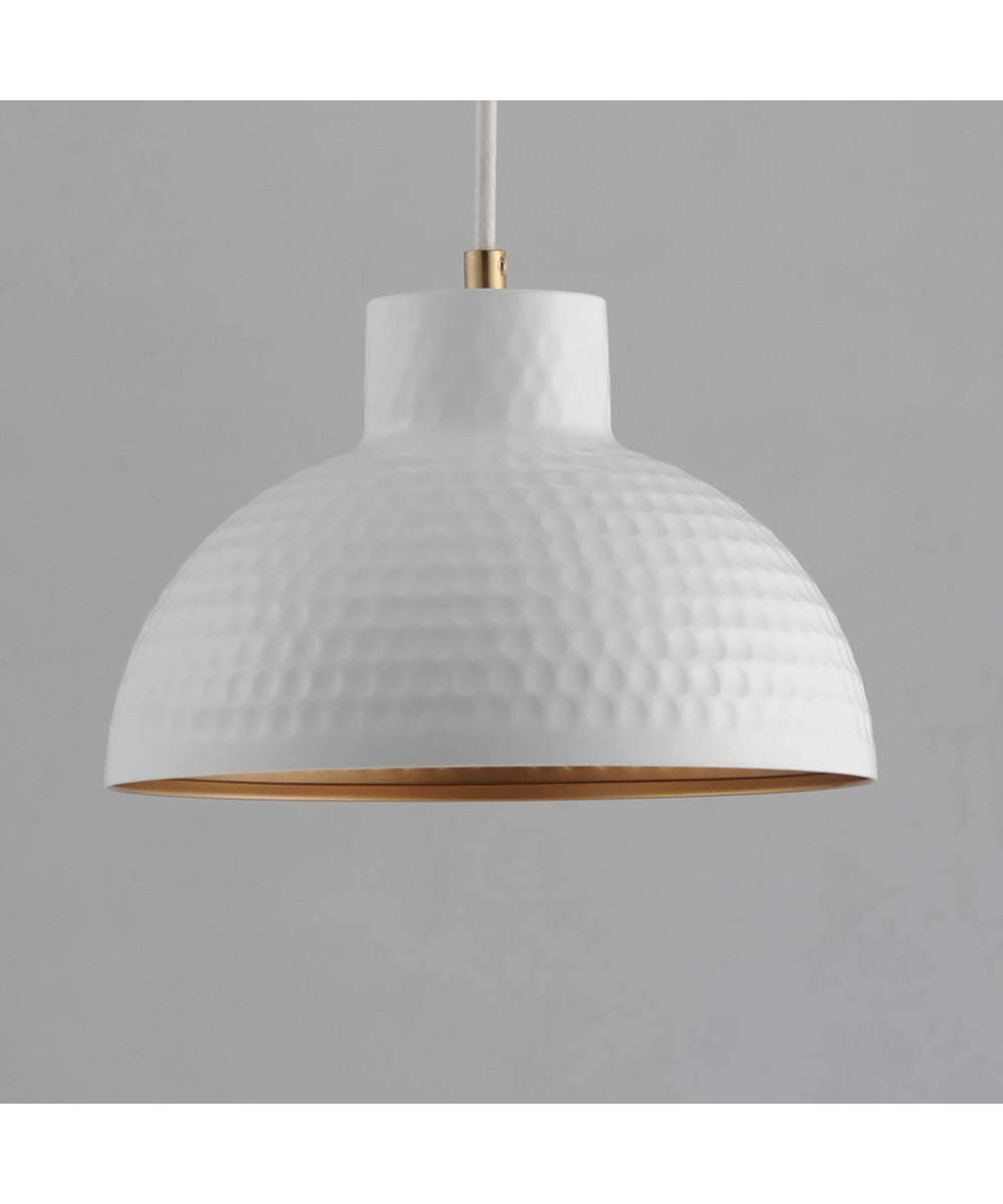 Rockport 10 inch 1-Light Pendant White/Natural Aged Brass