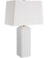 Square Ceramic Table Lamp with Diamond Knobs and White Linen