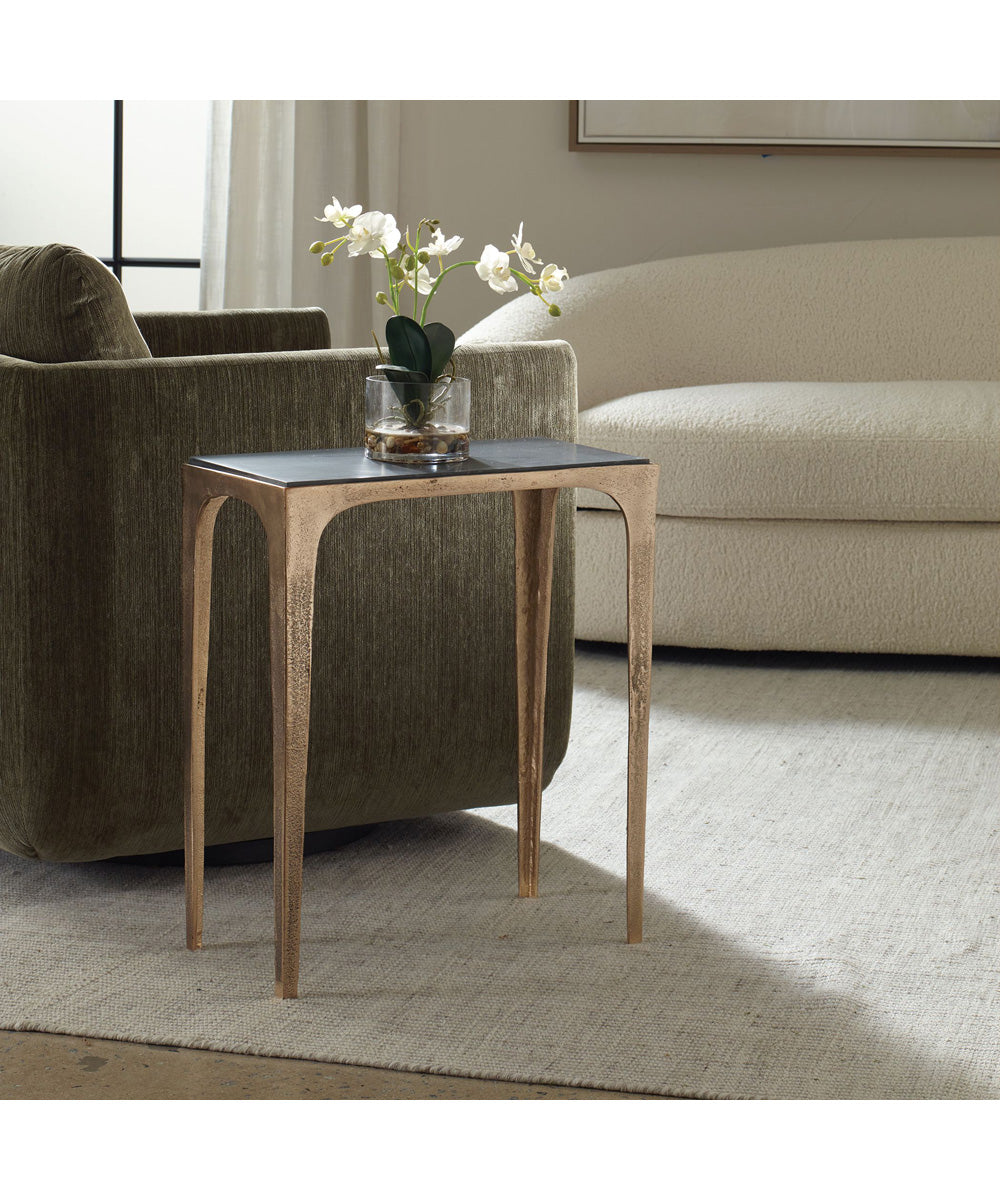 Accent Table with Marine Marble Top Brass Antique