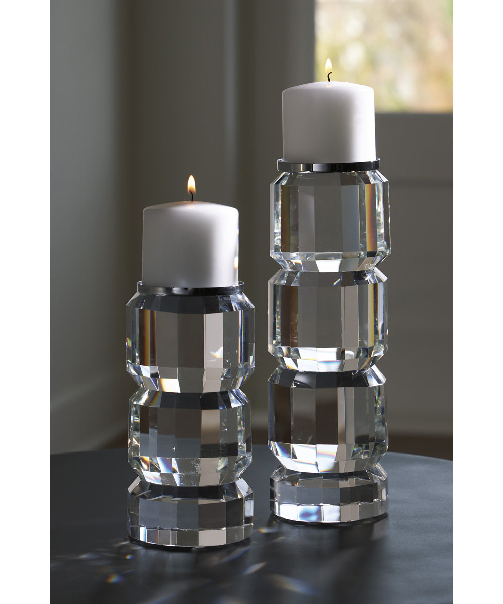 Brentley Candle Holder Set Set of 2 Clear/Silver