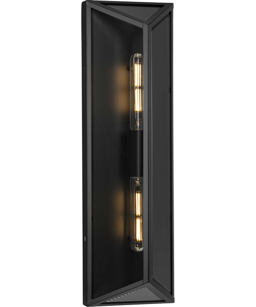 Bristol 2-Light Black Modern Farmhouse Large Outdoor Wall Lantern Matte Black