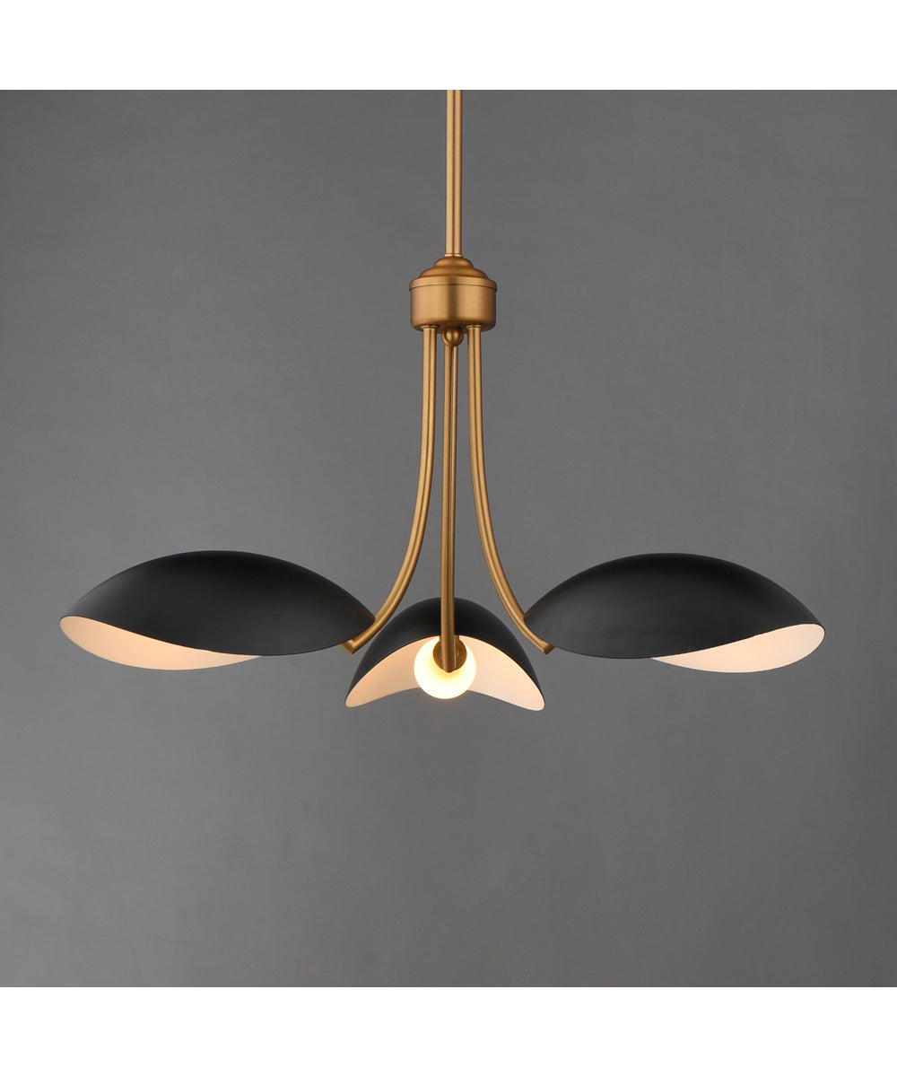 Maris 3-Light Pendant Black / Natural Aged Brass