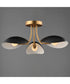 Maris 3-Light Semi Flush Black / Natural Aged Brass