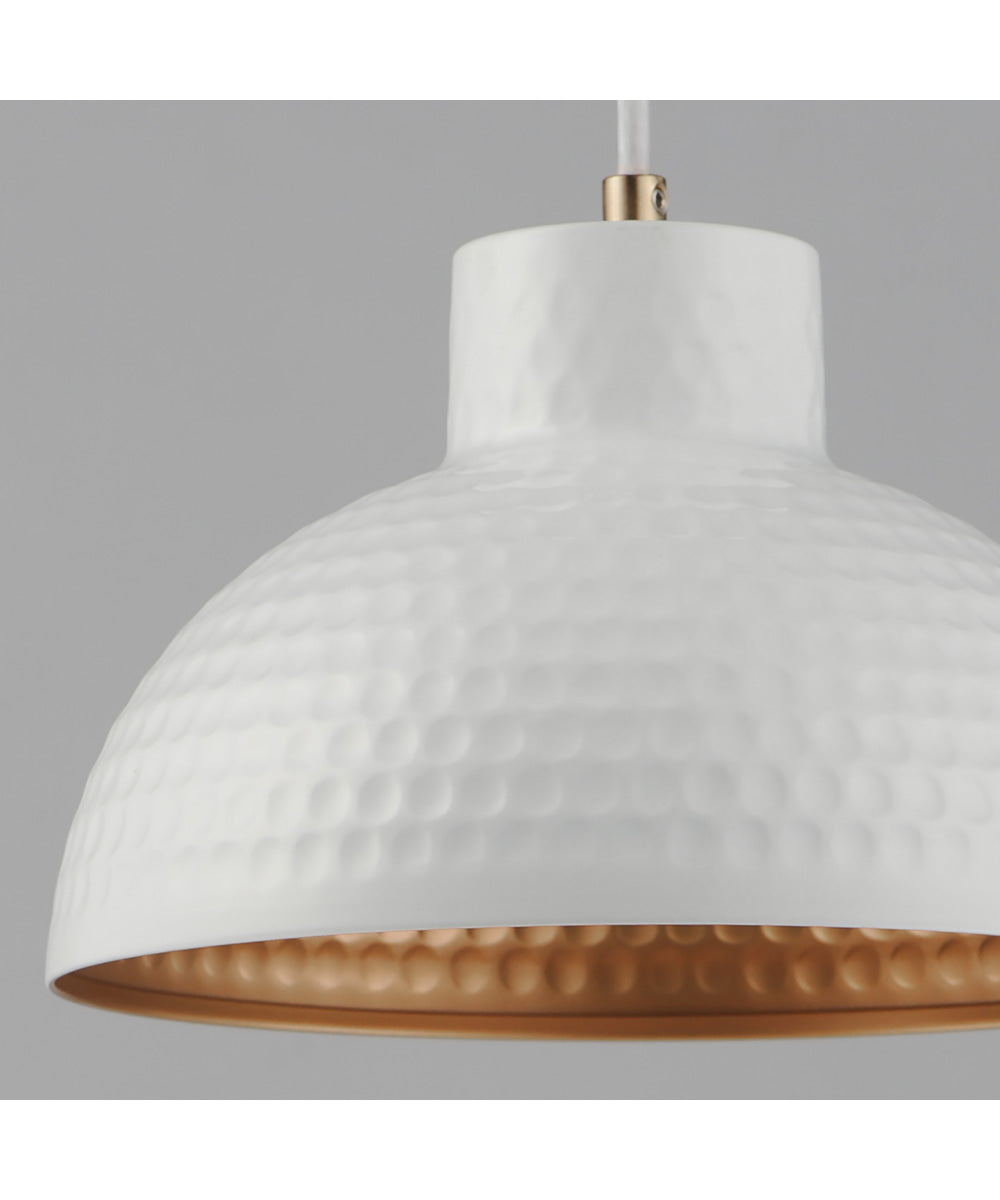 Rockport 10 inch 1-Light Pendant White/Natural Aged Brass