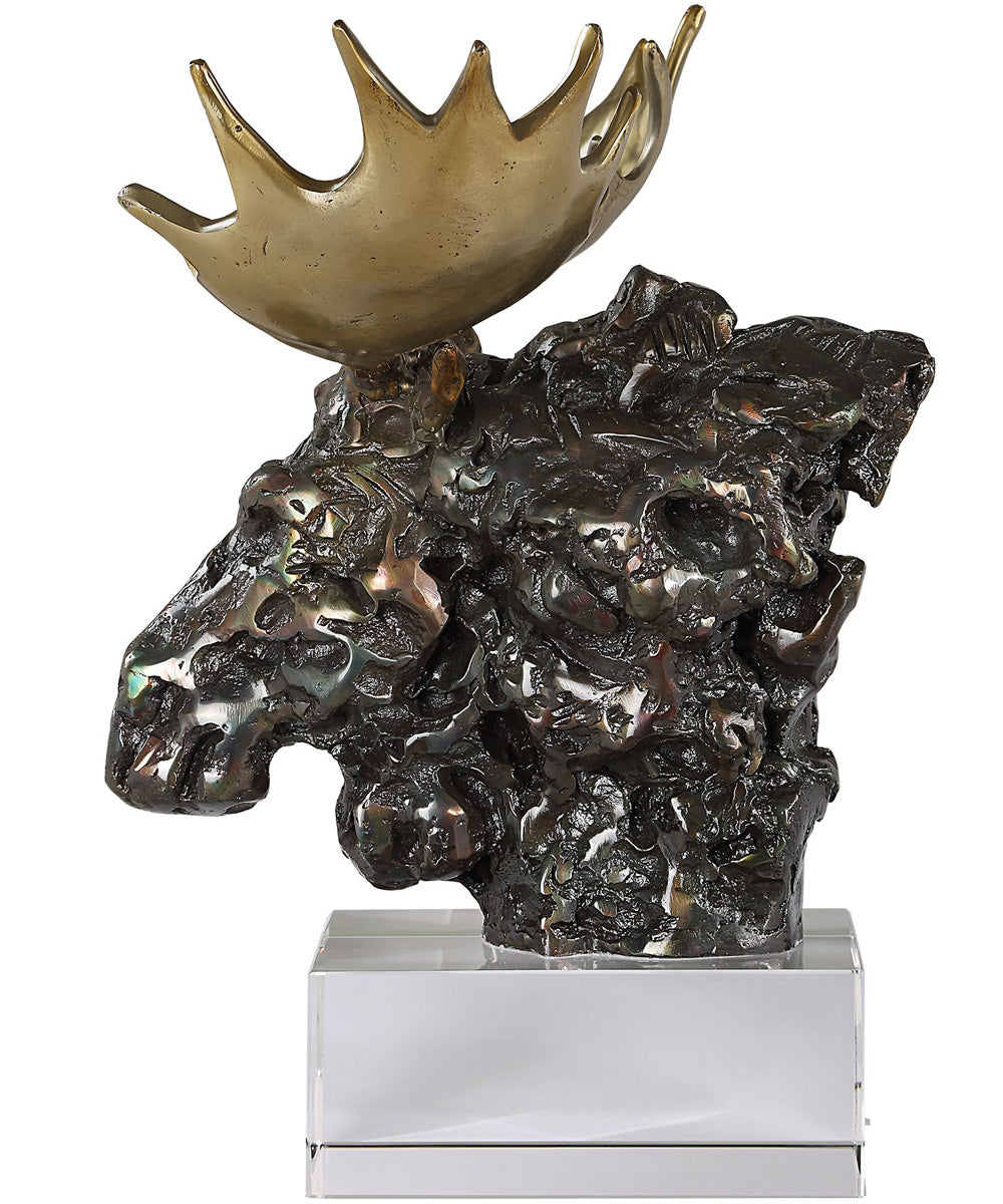 Moose Bust Bronze Sculpture