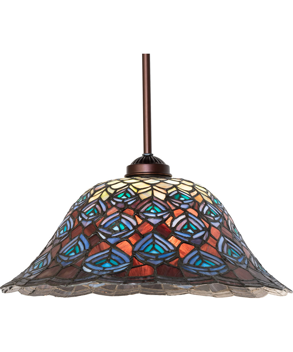 16" Wide Tiffany Peacock Feather Pendant