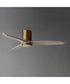 Woodwind 52 inch Solid Wood Blade Hugger Fan w LED Natural Aged Brass
