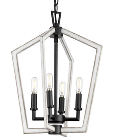 Galloway 4-Light 18" Modern Farmhouse Chandelier with Distressed White Accents Matte Black