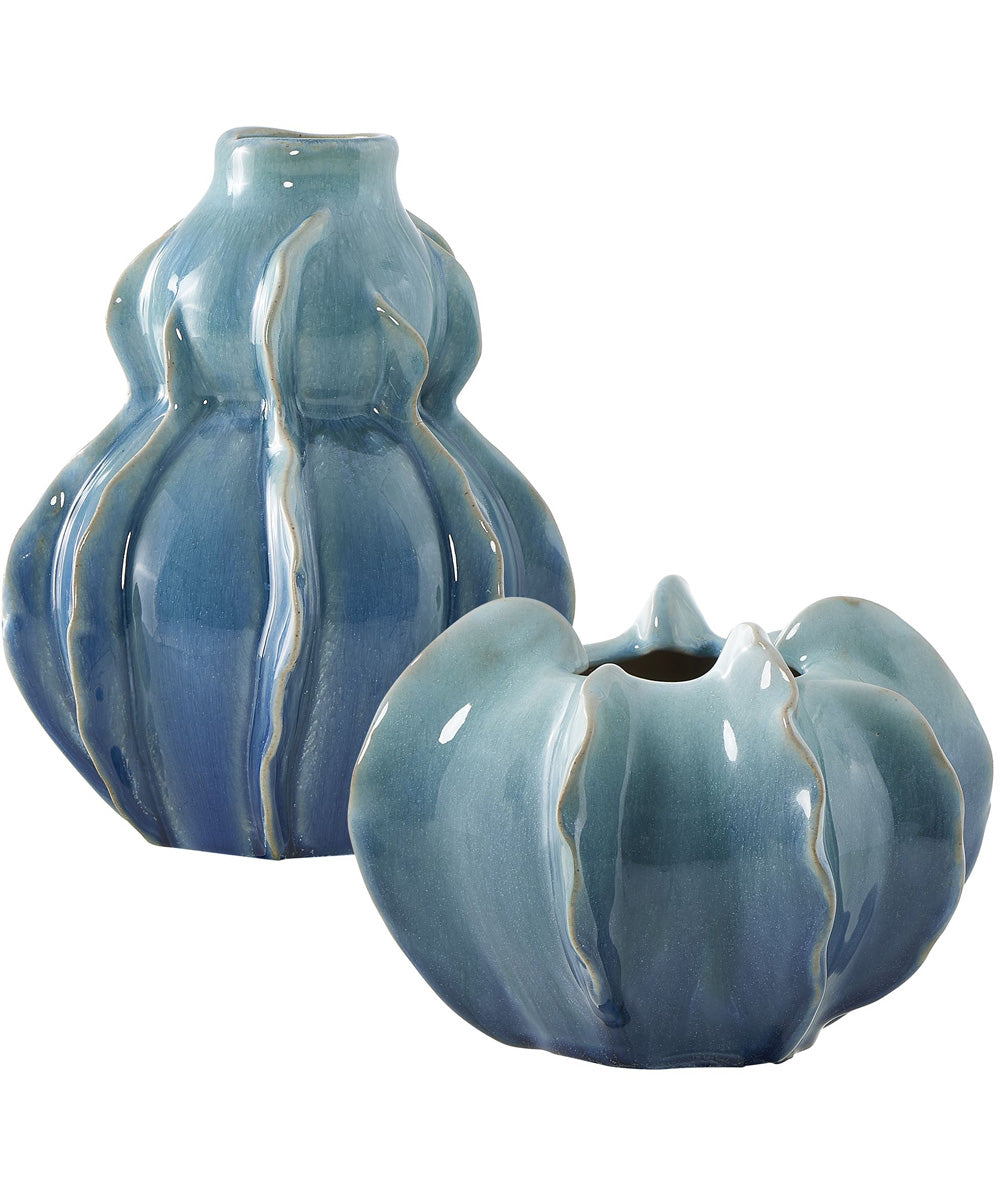 Ocean Wave Outdoor Glazed Vases Set of 2