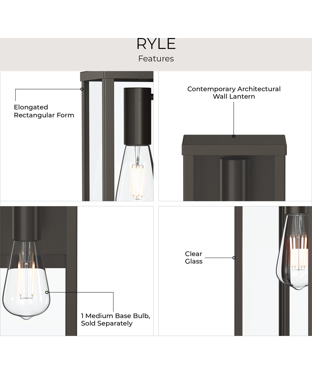 Ryle 1-Light Small Wall Lantern with Clear Glass Panels Antique Bronze