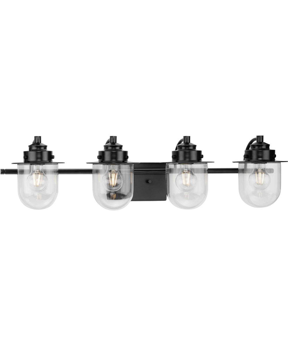 Northlake 4-Light Clear Glass Transitional Bath Light Matte Black
