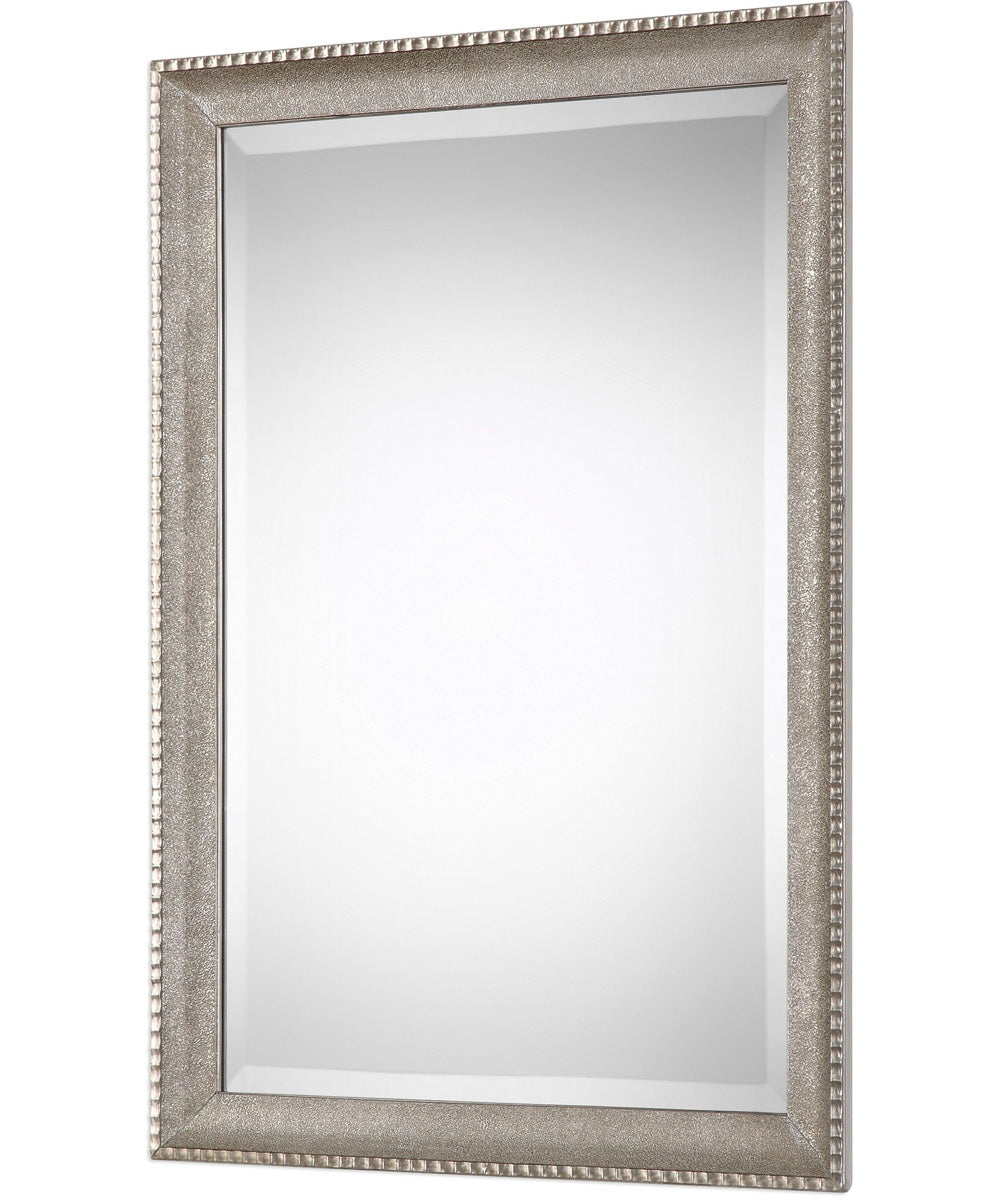 24x34" Wall Mirror with Textured Surface in Metallic Silver