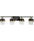 Beckner 4-Light Clear Glass Urban Industrial Bath Light with Vintage Brass Accents Matte Black