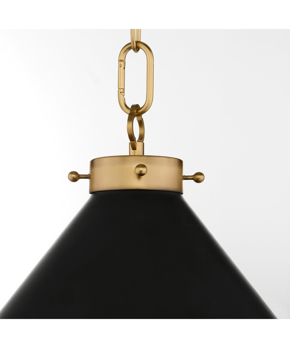 Bonnel 1-light Pendant Matte Black|Aged Brass