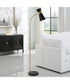 Floor Lamp in Gold with Black Marble and Black Metal