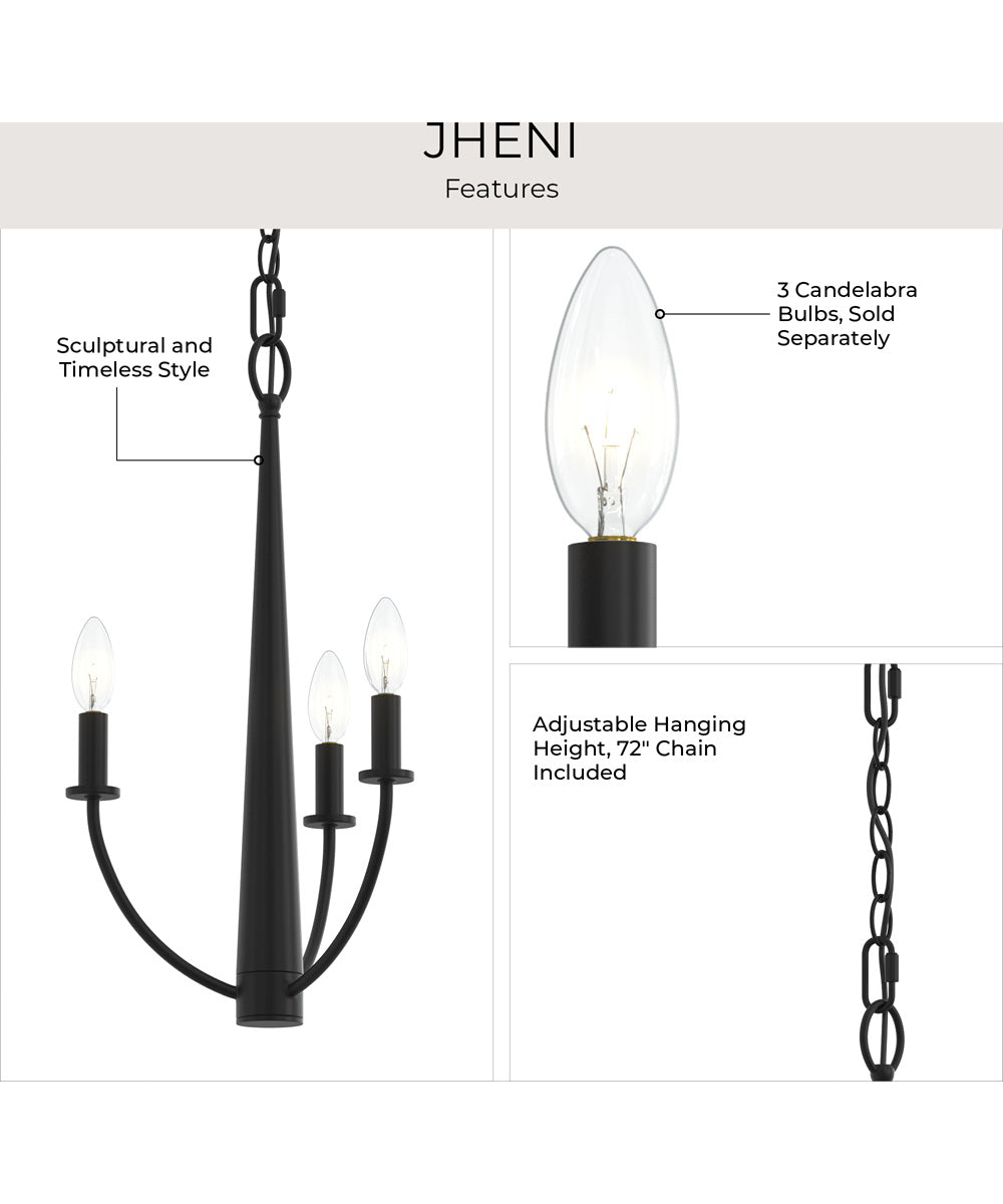Jheni 3-Light Chandelier Matte Black