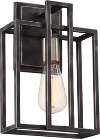 8"W Lake 1-Light Vanity & Wall Iron Black / Brushed Nickel Accents