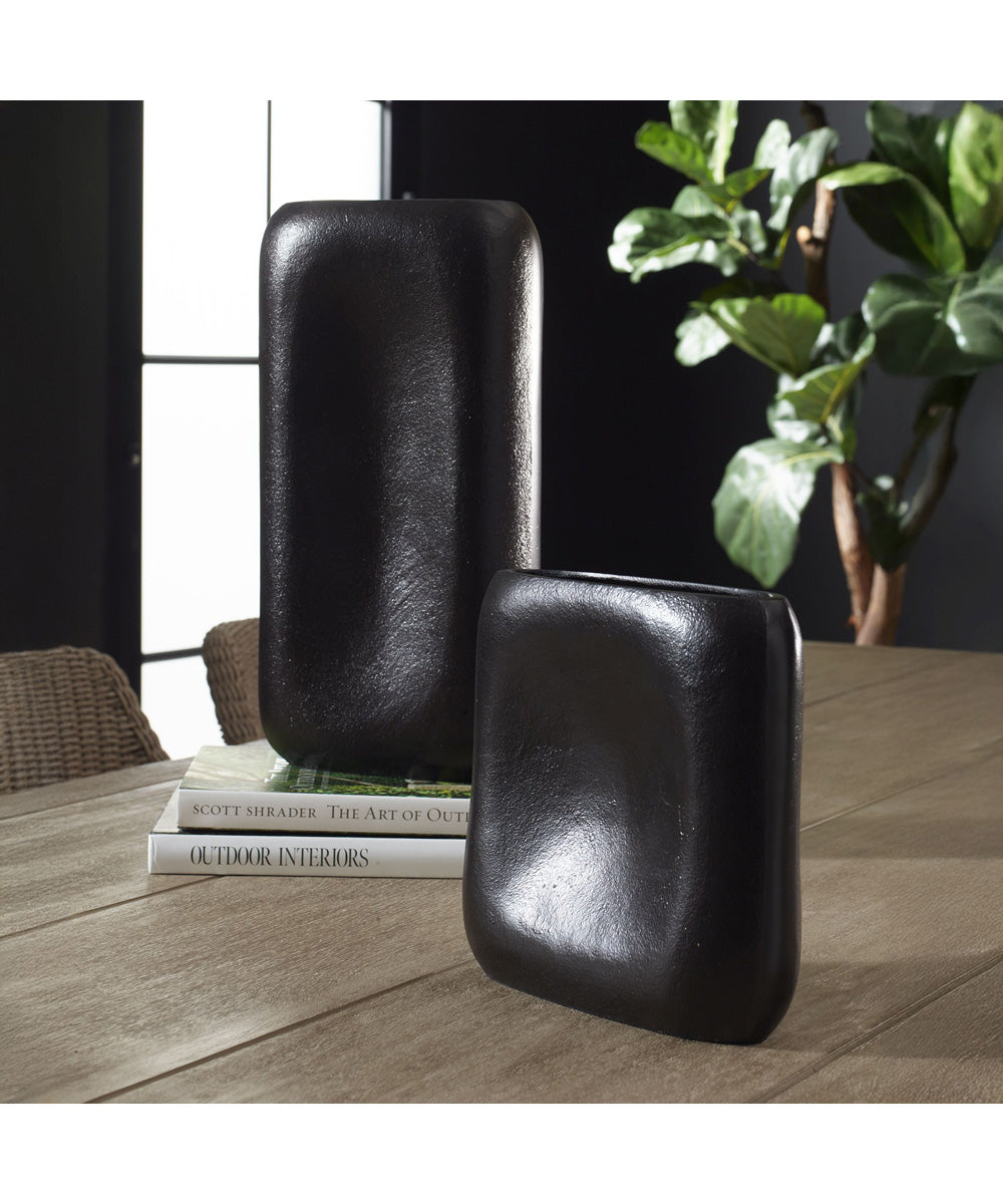 Anodic Dark Brown Vases Set of 2