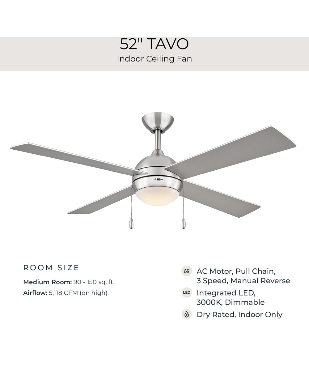 Tavo 52-in. 4-Blade LED Modern Ceiling Fan Brushed Nickel