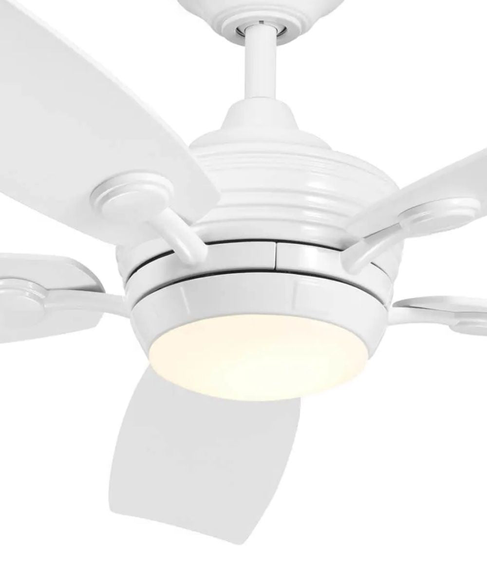 56" Tranquil 5-Blade Ceiling Fan White Finish with Integrated LED Light and Remote