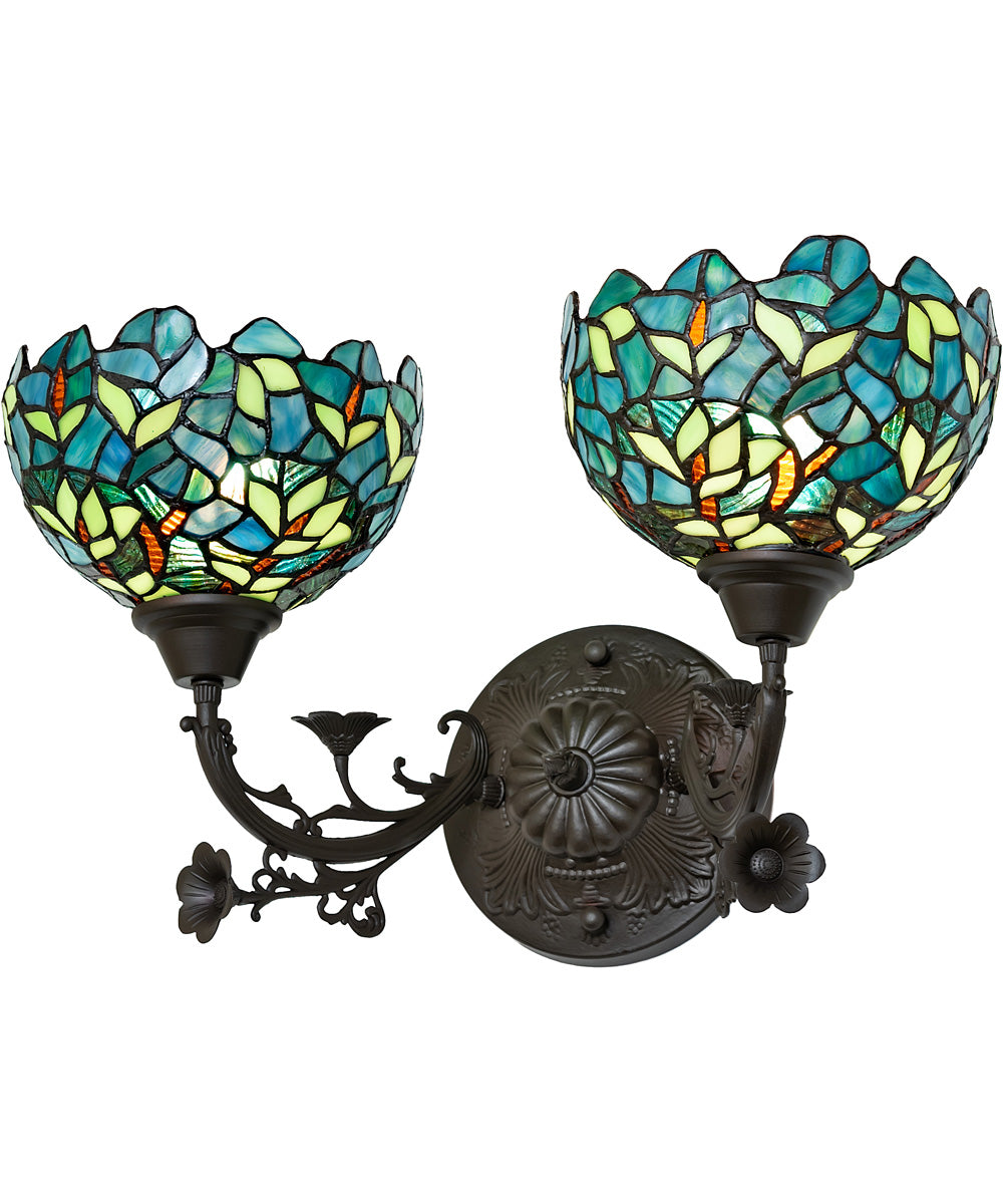 18" Wide Nightfall Wisteria 2 Light Wall Sconce Upward-facing