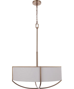 25"W Banks 6-Light Fabric Pendant Light Satin Brass